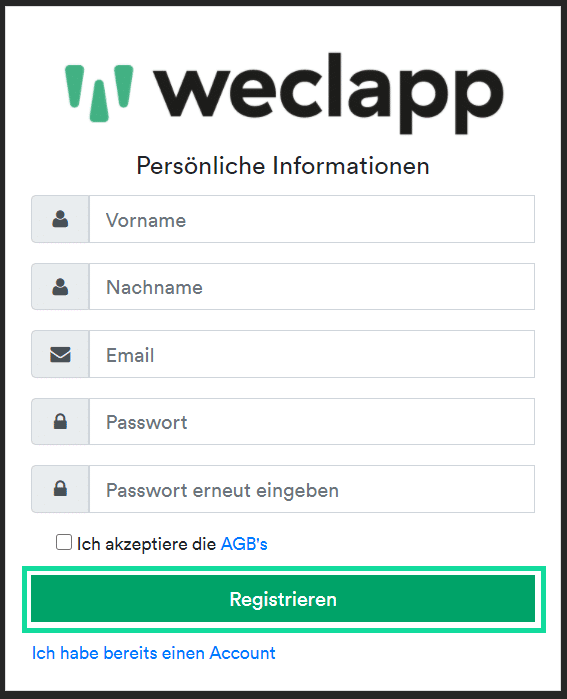 Auf der Seite weclappPOS registrieren