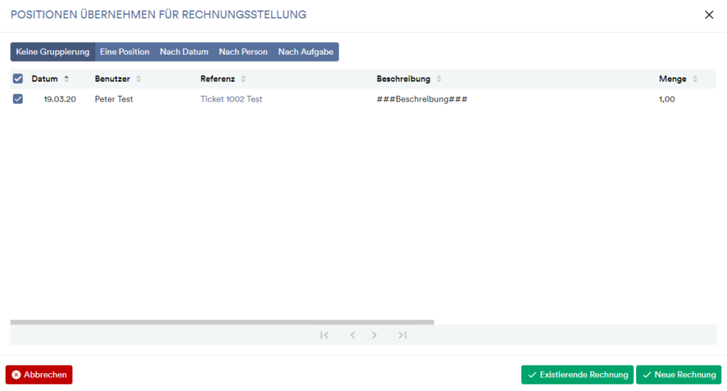 Wie funktioniert die Ticketabrechnung (Ticketübergreifend pro Kunde