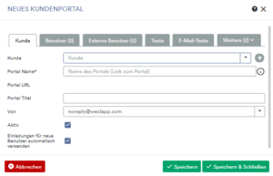 Wie kann ich ein Kundenportal im Helpdesk anlegen? - weclapp Support Portal