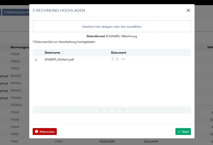 E-Rechnung hochladen