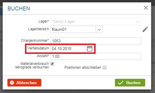 Verfallsdatum Fertigmeldung