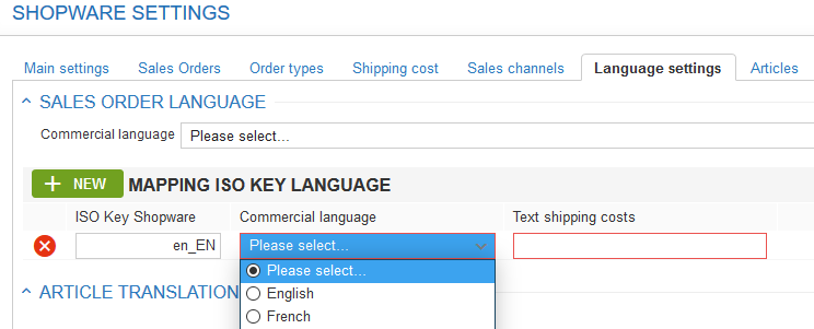 Shopware language settings
