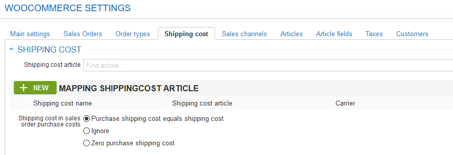 WooCommerce shipping costs