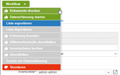 Inventur Dokumente drucken