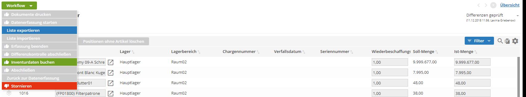 Inventurdaten buchen