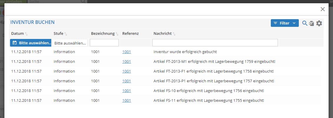 Logs Lagerbewegungen