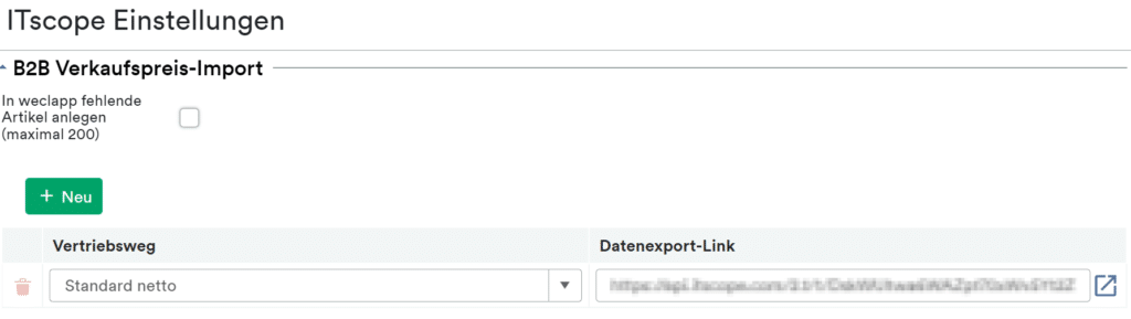 ITscope B2B Verkaufspreis-Import
