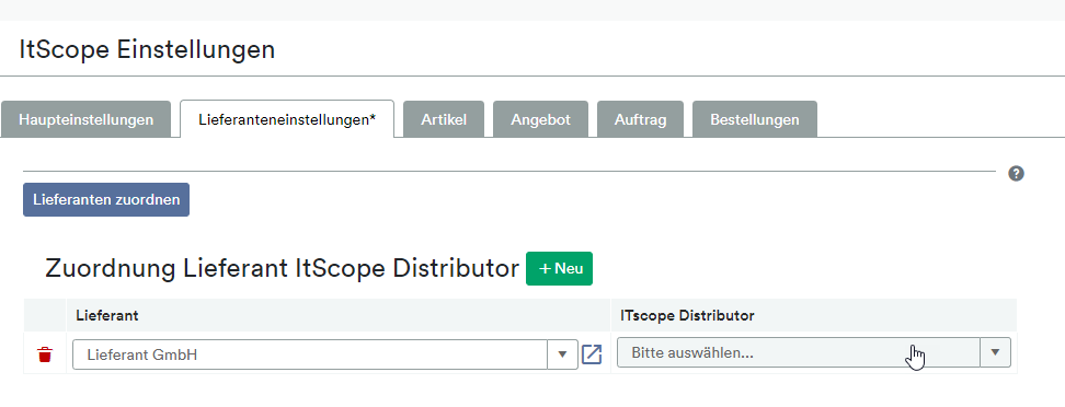 Itscope Einstellungen