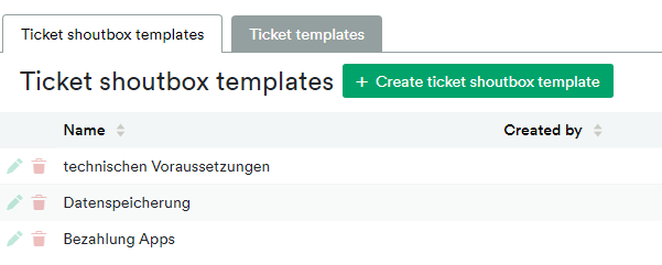Ticket shoutbox templates