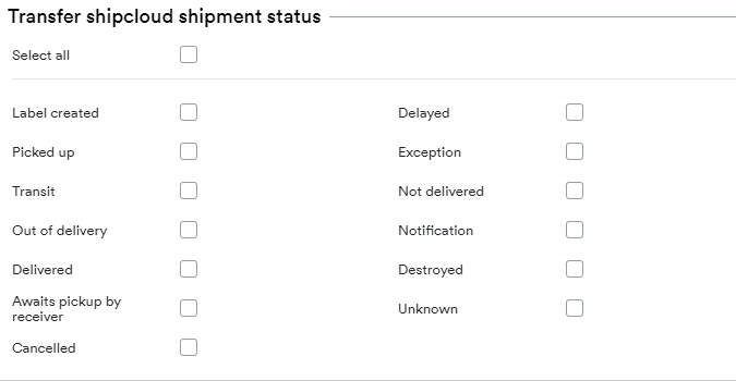 shipcloud-Shipment Status