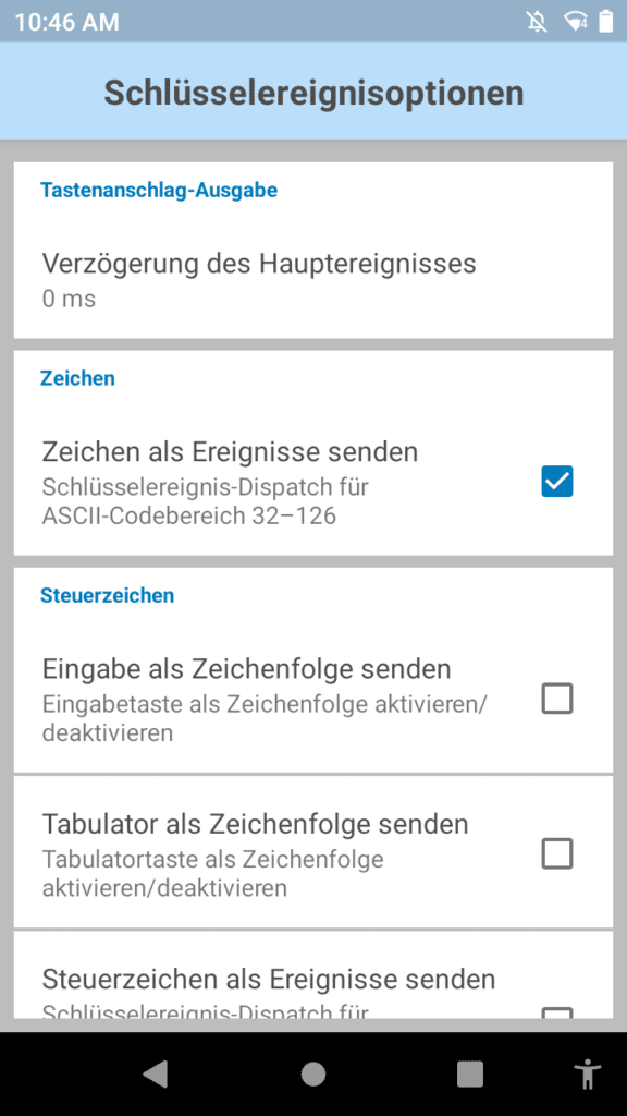 Schlüsselereignisoptionen