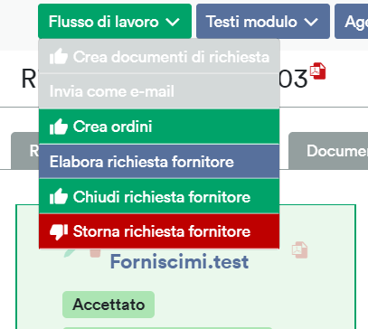 Crea oridni - workflow richiesta fornitore