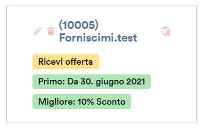 Data e sconto migliore offerta fornitore