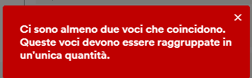 Messaggio d'errore voci non raggruppate