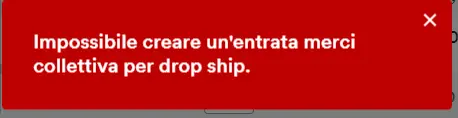 Errore: impossibile creare entrata merci collettiva per drop ship