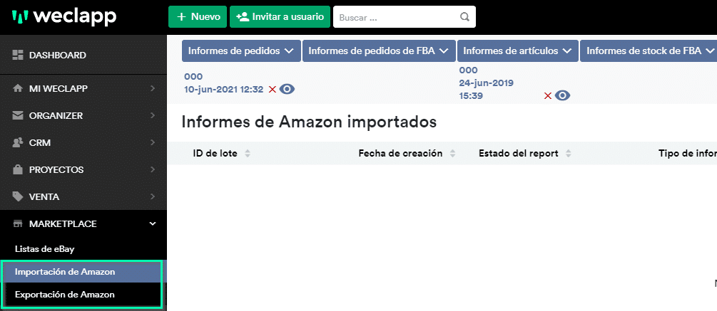 Importación/exportación Amazon