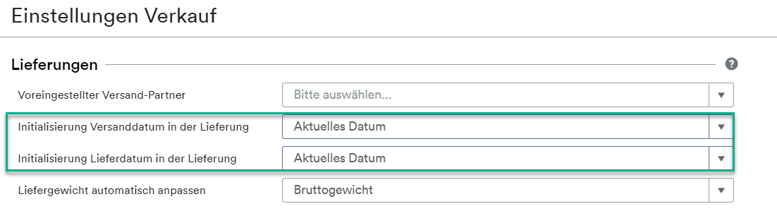 Lieferung Datum