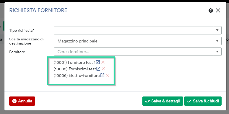 Scelta multipla del fornitore