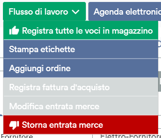 workflow aggiungi ordine a entrata merci