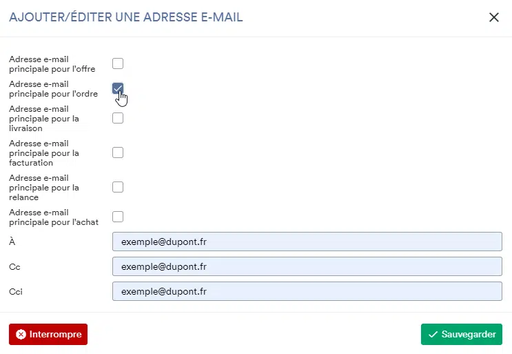 Ajouter une adresse mail