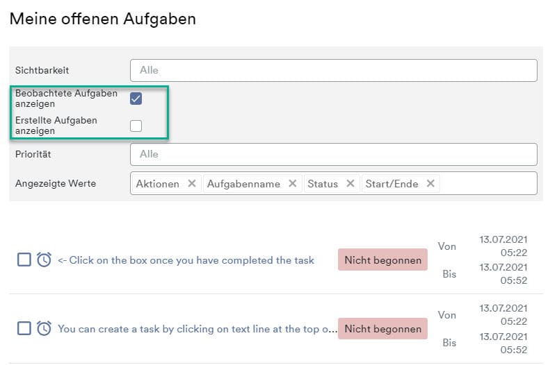 Meine offenen Aufgaben2