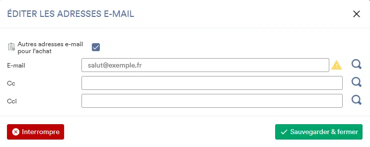 Éditer une adresse mail