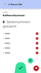 Kundenretoure Seriennummern komplett