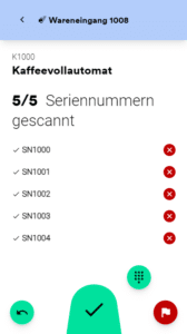 Wareneingang mit Seriennummern fertig