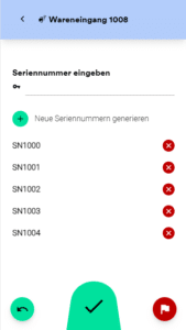 Wareneingang mit Seriennummern fertig