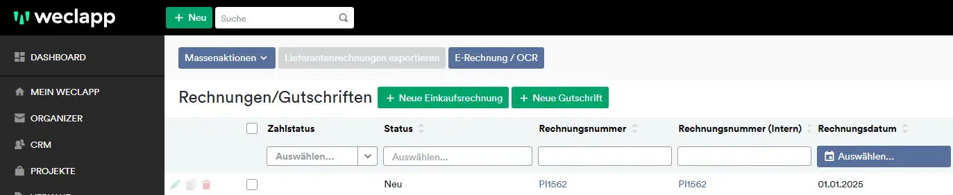 Button E-Rechnung OCR