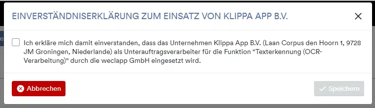 Einverständniserklärung klippa