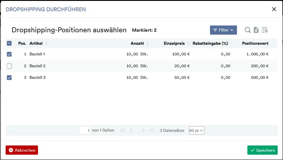 Dropshipping Teillieferung