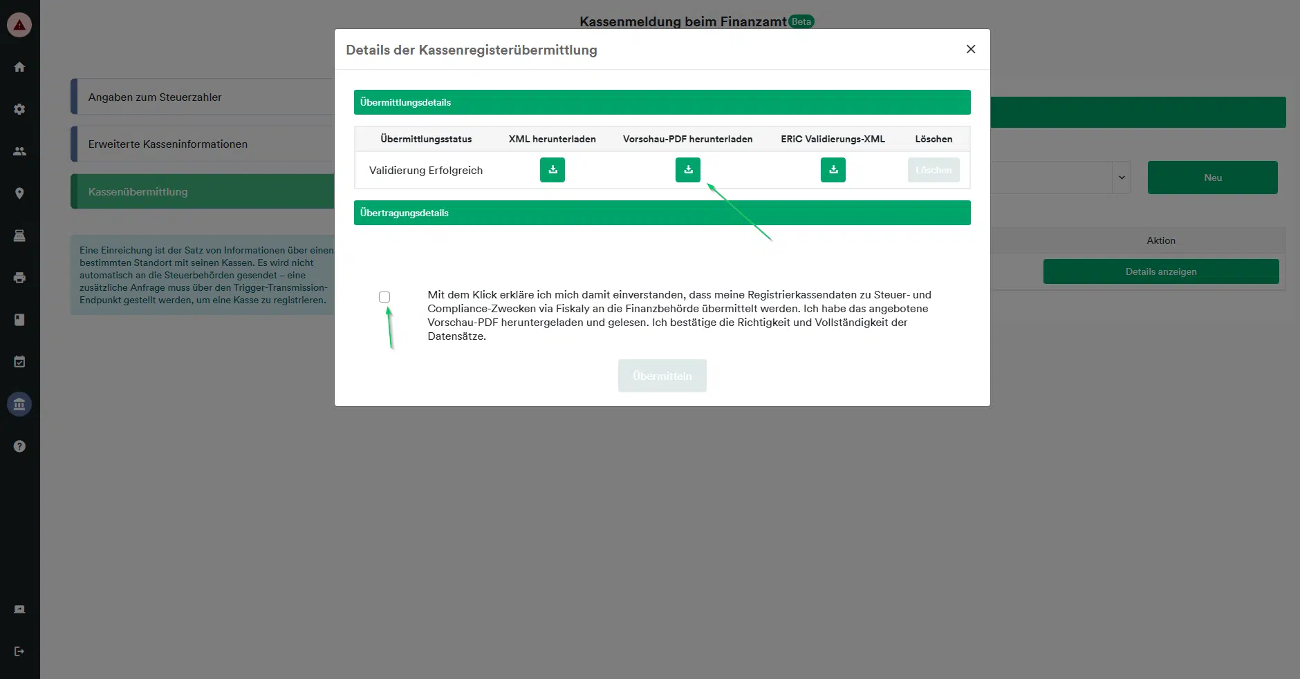 Details zur Kassenregisterübermittlung